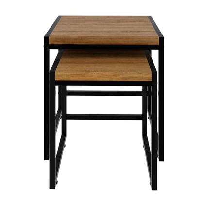 Imagem de Conjunto com 2 Mesas Laterais Wooden Mel e Preto