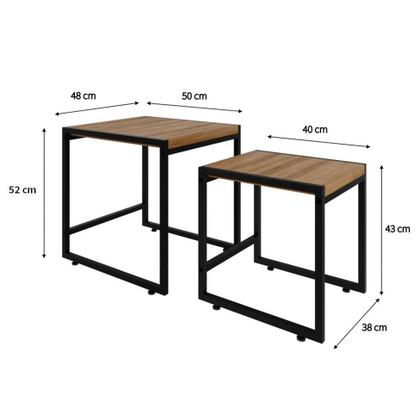 Conjunto com 2 Mesas Laterais Wooden Mel e Preto - Mobly Imagem de Conjunto com 2 Mesas Laterais Wooden Mel e Preto