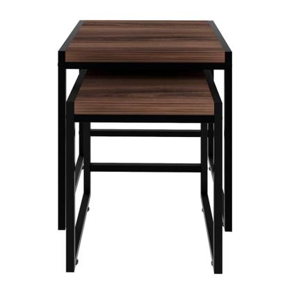 Conjunto com 2 Mesas Laterais Wooden Nogal e Preto - Mobly Imagem de Conjunto com 2 Mesas Laterais Wooden Nogal e Preto