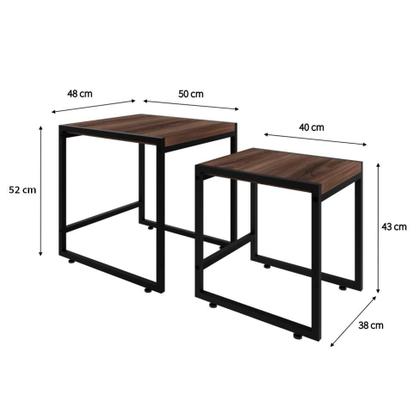 Conjunto com 2 Mesas Laterais Wooden Nogal e Preto - Mobly Imagem de Conjunto com 2 Mesas Laterais Wooden Nogal e Preto