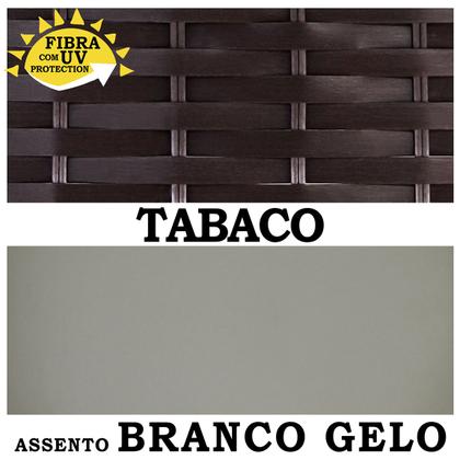Imagem de Conjunto com 2 Poltronas 1 Namoradeira Assento Estofado e Mesa Classe A - Branco Gelo Tabaco
