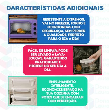 Imagem de Conjunto Com 2 Potes 640ml Divisória Hermético Marmita