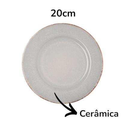 Imagem de Conjunto Com 2 Pratos Rasos Sobremesa 20cm Cerâmica Linear Sorvete Bolo Torta Lanche Da Tarde