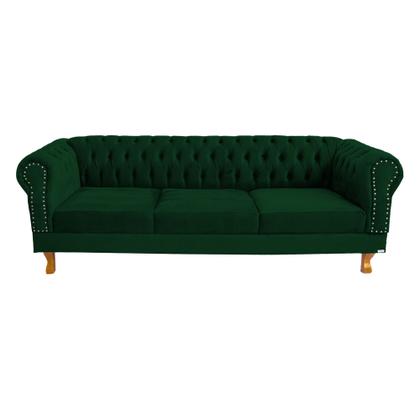 Imagem de Conjunto com 2 Sofás Chesterfield Duque 3 lugares 2M - Suede Verde Musgo / sala de estar, recepção, barbearia