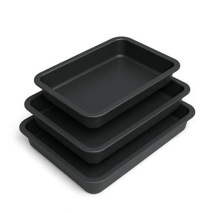 Imagem de Conjunto com 3 Assadeiras Talonadas Antiaderentes Alumínio com Teflon  Forno, Bolo, Torta, Assados