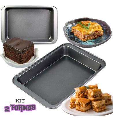 Imagem de Conjunto com 3 Assadeiras Talonadas Antiaderentes Alumínio com Teflon  Forno, Bolo, Torta, Assados