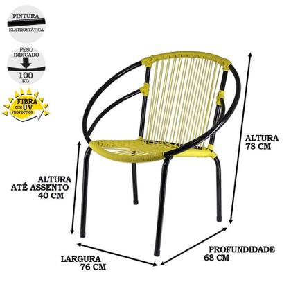Imagem de Conjunto Com 3 Cadeiras Eclipse De área, Cor Amarelo