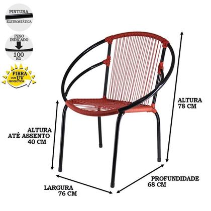 Imagem de Conjunto Com 3 Cadeiras Eclipse De área Vermelho