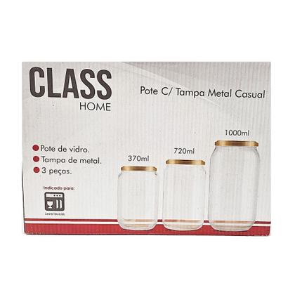 Imagem de Conjunto com 3 potes de Vidro com Tampa de Metal Casual
