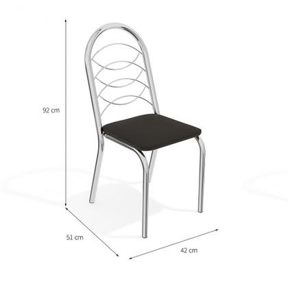 Imagem de Conjunto com 4 Cadeiras de Cozinha Holanda Cromado e Preto