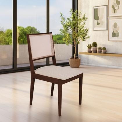 Imagem de Conjunto com 4 Cadeiras de Jantar Estofada Suellen Castanho Linho Bege
