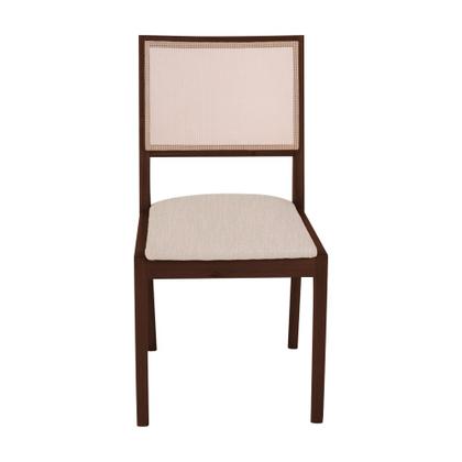 Imagem de Conjunto com 4 Cadeiras de Jantar Estofada Suellen Castanho Linho Bege