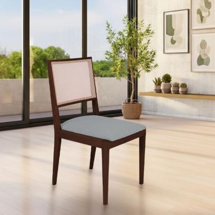 Imagem de Conjunto com 4 Cadeiras de Jantar Estofada Suellen em Madeira e Mdf Castanho Linho Cinza