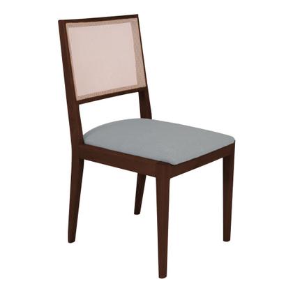 Imagem de Conjunto com 4 Cadeiras de Jantar Estofada Suellen em Madeira e Mdf Castanho Linho Cinza