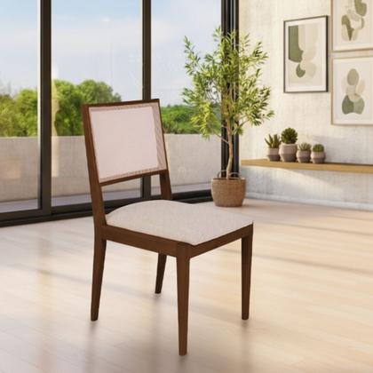 Imagem de Conjunto com 4 Cadeiras de Jantar Estofada Suellen Mel Linho Bege