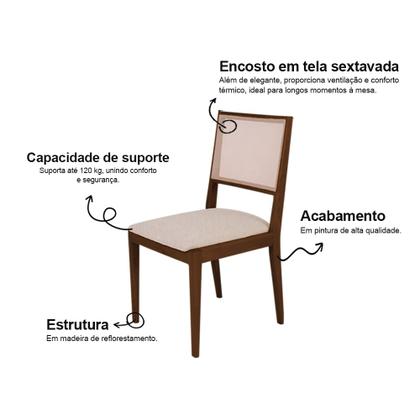 Imagem de Conjunto com 4 Cadeiras de Jantar Estofada Suellen Mel Linho Bege