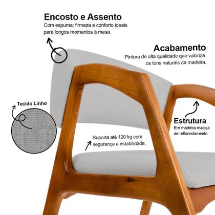 Imagem de Conjunto com 4 Cadeiras de Jantar Gabriela em Madeira e Mdf Cerejeira Linho Cinza Prata