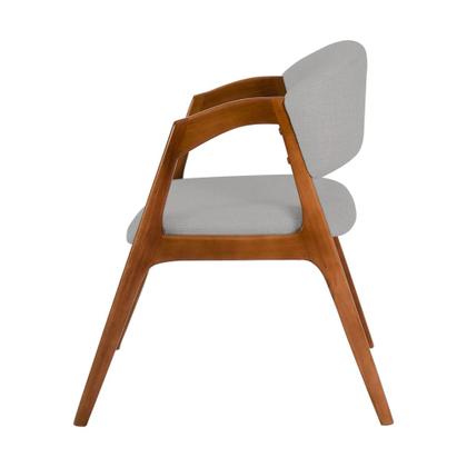 Imagem de Conjunto com 4 Cadeiras de Jantar Gabriela em Madeira e Mdf Cerejeira Linho Cinza Prata