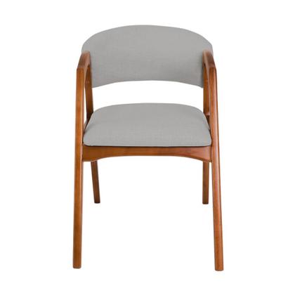 Imagem de Conjunto com 4 Cadeiras de Jantar Gabriela em Madeira e Mdf Cerejeira Linho Cinza Prata