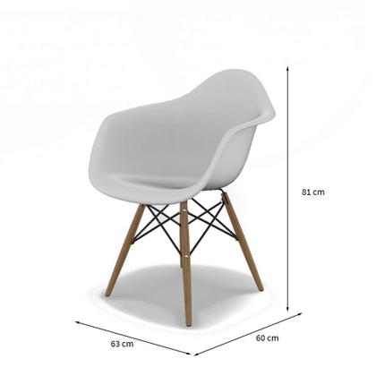 Conjunto com 4 Cadeiras Eames Arm DSW Branco e Madeira - Emporio Tiffany Imagem de Conjunto com 4 Cadeiras Eames Arm DSW Branco e Madeira