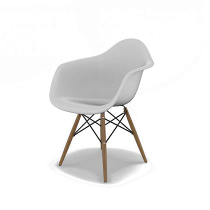 Conjunto com 4 Cadeiras Eames Arm DSW Branco e Madeira - Emporio Tiffany Imagem de Conjunto com 4 Cadeiras Eames Arm DSW Branco e Madeira