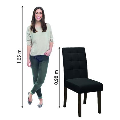 Imagem de Conjunto Com 4 Cadeiras Estofada Sala de Jantar Dubai Castanho / Preto Dobuê