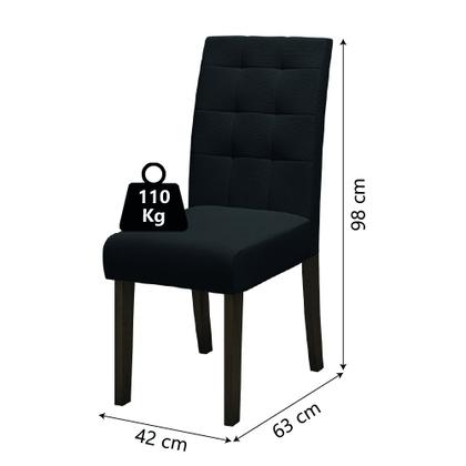Imagem de Conjunto Com 4 Cadeiras Estofada Sala de Jantar Dubai Castanho / Preto Dobuê