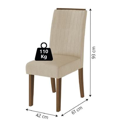 Imagem de Conjunto Com 4 Cadeiras Estofada Sala De Jantar Grécia Cedro / Bege Dobuê Cedro