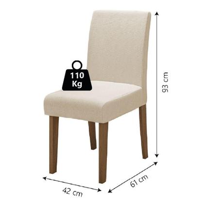 Imagem de Conjunto Com 4 Cadeiras Estofada Sala De Jantar Trieste Siena Cedro / Areia Dobuê Cedro