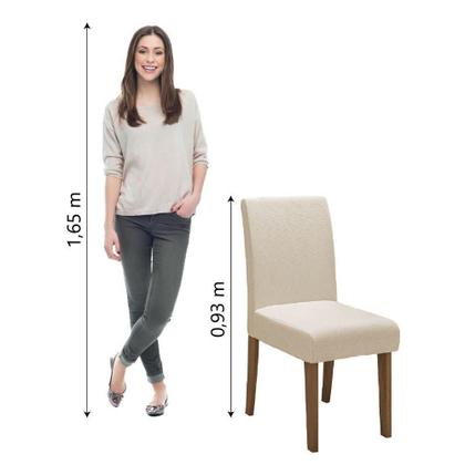 Imagem de Conjunto Com 4 Cadeiras Estofada Sala De Jantar Trieste Siena Cedro / Areia Dobuê Cedro