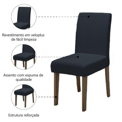 Imagem de Conjunto Com 4 Cadeiras Estofada Sala De Jantar Trieste Siena Cedro / Chumbo Dobuê Cedro