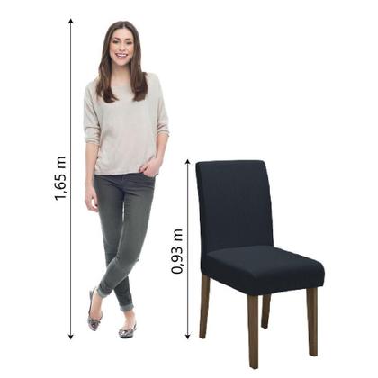 Imagem de Conjunto Com 4 Cadeiras Estofada Sala De Jantar Trieste Siena Cedro / Chumbo Dobuê Cedro