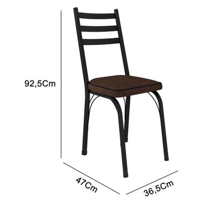 Imagem de Conjunto Com 4 Cadeiras Tubular Europa 141 Preto Fosco Assento Imbuia Artefamol