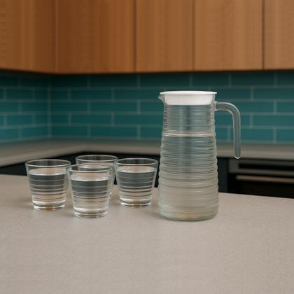 Imagem de Conjunto Com 4 Copos 220ml Vidro Transparente 1 Jarra 800ml Resistente