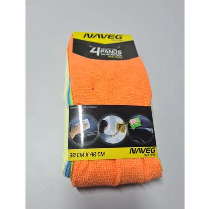 Imagem de Conjunto com 4 Panos 30x40 em Microfibra Macios e Super Absorvente Cores Sortidas Automotivo Naveg - NVA 440