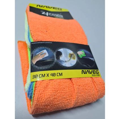 Imagem de Conjunto com 4 Panos 30x40 em Microfibra Macios e Super Absorvente Cores Sortidas Automotivo Naveg - NVA 440