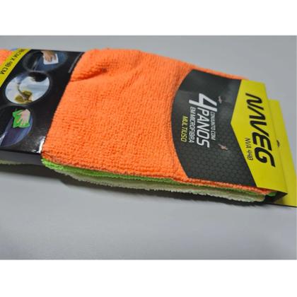 Imagem de Conjunto com 4 Panos 30x40 em Microfibra Macios e Super Absorvente Cores Sortidas Automotivo Naveg - NVA 440
