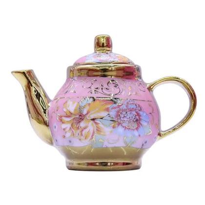 Imagem de conjunto com 4 xícaras e 1 bule/chaleira Azul  Sofisticação Clássica e Atemporal Porcelana