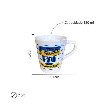 Imagem de Conjunto com 4 xícaras porcelana branca decorada dia dos pais 120 ml