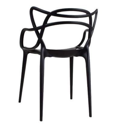 Imagem de Conjunto com 6 Cadeiras Resistente Allegra Preta Plastico Polipropileno Empilhavel Jardim Cozinha