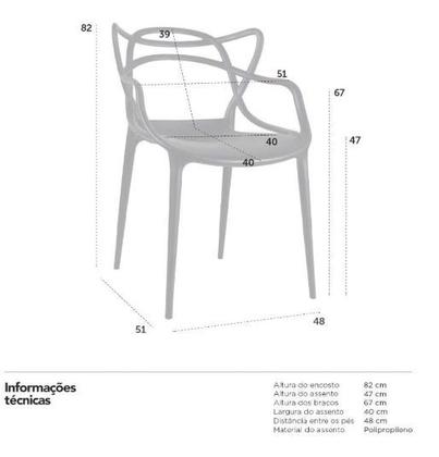 Imagem de Conjunto com 6 Cadeiras Resistente Allegra Preta Plastico Polipropileno Empilhavel Jardim Cozinha