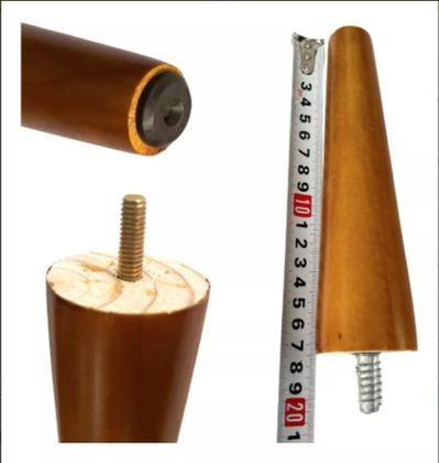 Imagem de Conjunto Com 6 Pés Palito 17cm Madeira Para Sofás, Poltronas, Móveis Em Geral C/ Buchas