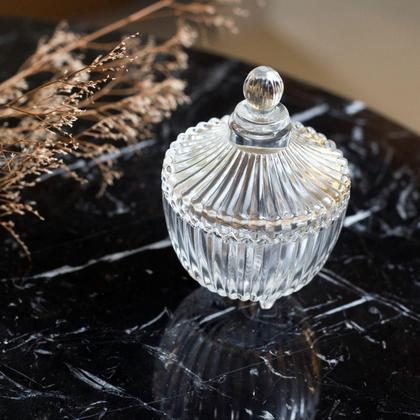 Imagem de Conjunto com 6 Potiches Vidro Multiuso para Lembrancinhas Festa PortaVela Bombom Brinco Design Luxuoso Elegante Decoração Organização Casa Armário