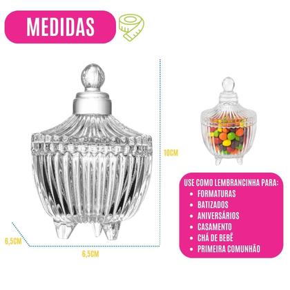 Imagem de Conjunto com 6 Potiches Vidro Multiuso para Lembrancinhas Festa PortaVela Bombom Brinco Design Luxuoso Elegante Decoração Organização Casa Armário