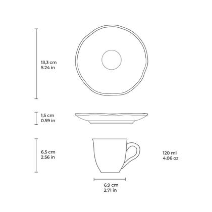 Imagem de Conjunto com 6 Xícaras de Café com Pires Orgânico Vanilla 120ml
