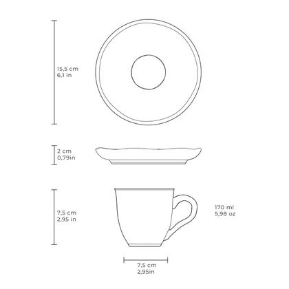Imagem de Conjunto com 6 Xícaras De Chá Orgânico 170ml com 6 Pires Bio Evergreen