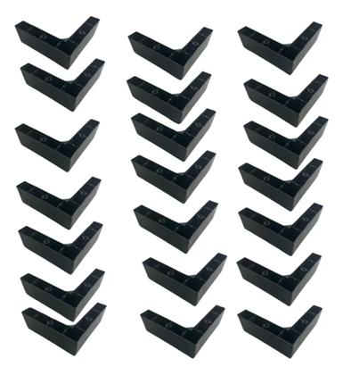 Imagem de Conjunto com 8 Pés Cantoneira Preto de 5cm para Móveis - 3 Furos e Parafusos Inclusos