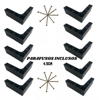 Imagem de Conjunto com 8 Pés Cantoneira Preto de 5cm para Móveis - 3 Furos e Parafusos Inclusos