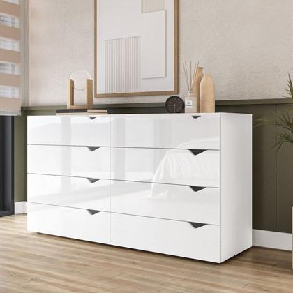 Imagem de Conjunto com Cômoda 8 Gavetas e Guarda-roupa 3 Portas com Espelho Porto