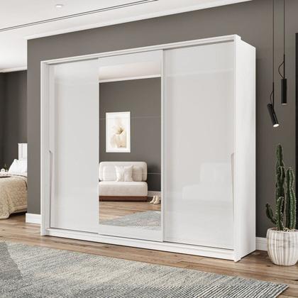 Imagem de Conjunto com Cômoda 8 Gavetas e Guarda-roupa 3 Portas com Espelho Porto